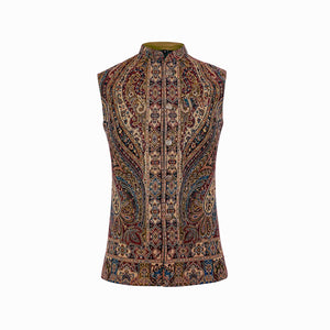 Patterned Pashmina Blend Paisley Jacquard Waistcoat – Front